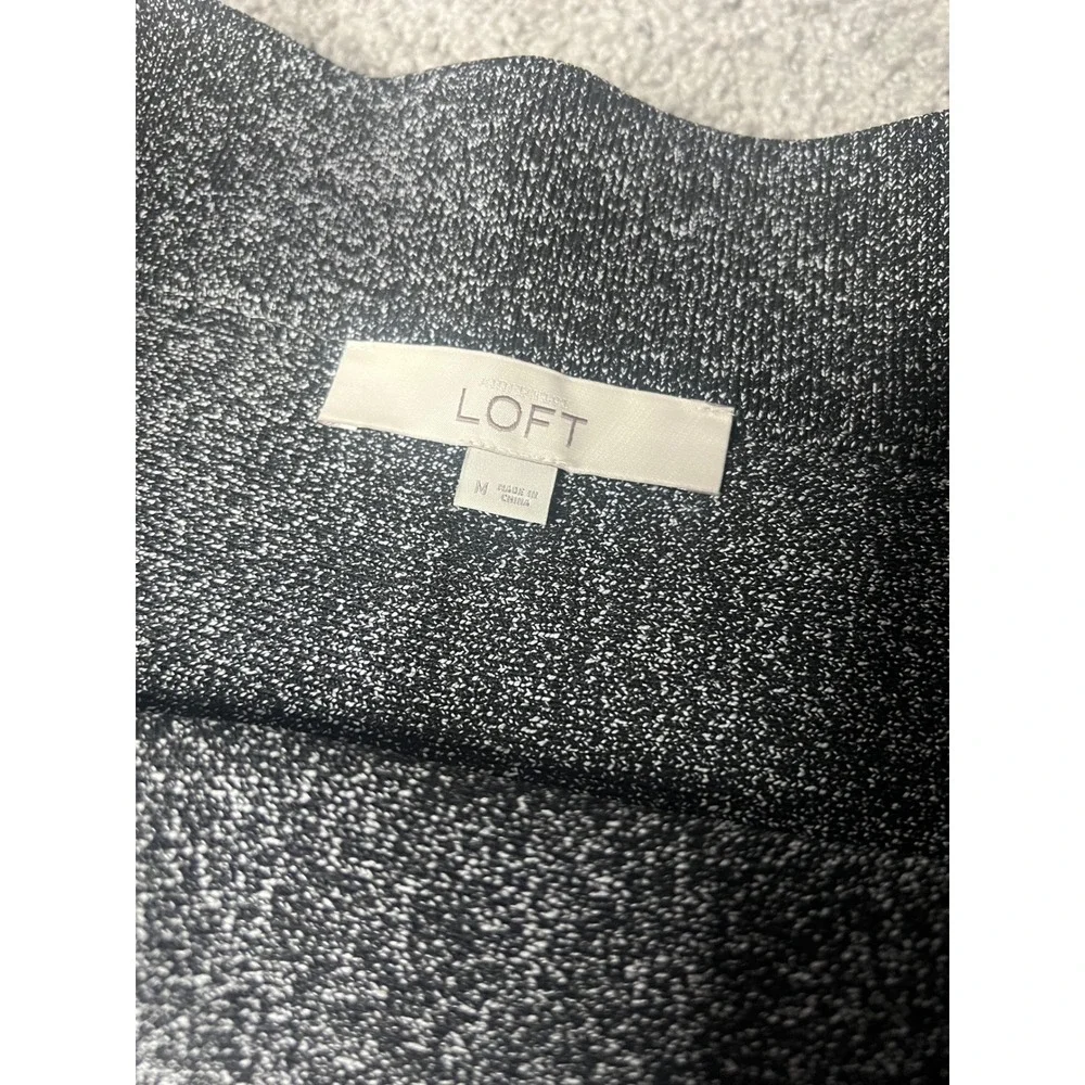 LOFT Knit Skirt A-Line Textured Career Casual Black Gray‎ Size M